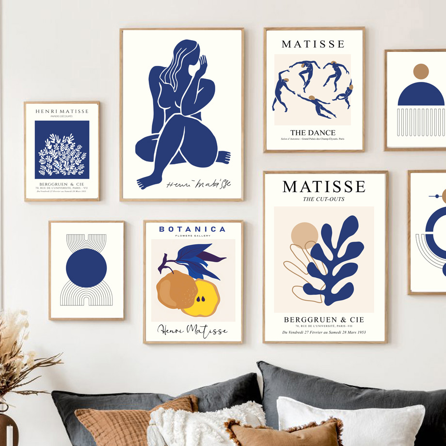 Geometric Wall Art - Abstract Matisse Woman Coral Geometric Gallery