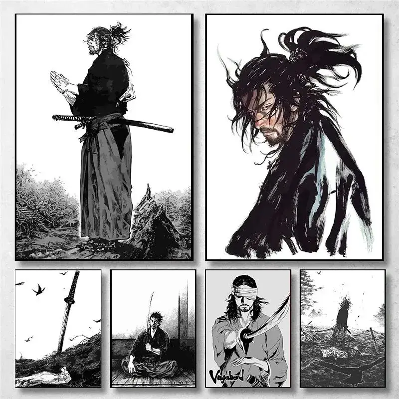 Geometric Wall Art - Vintage Japanese Anime Wall Art Miyamoto