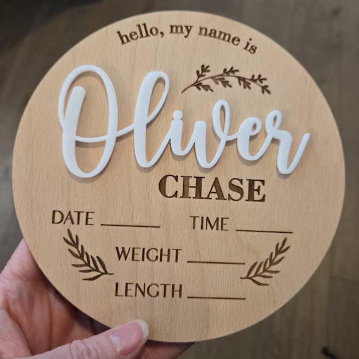 Home Decor For Birthday - 1Pc Custom Baby Announcement Sign Wooden