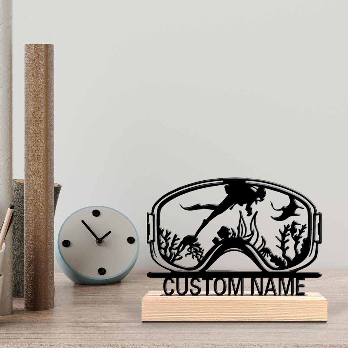 Home Decor For Birthday - 1pc Cute Personalized Custom Diving Wooden