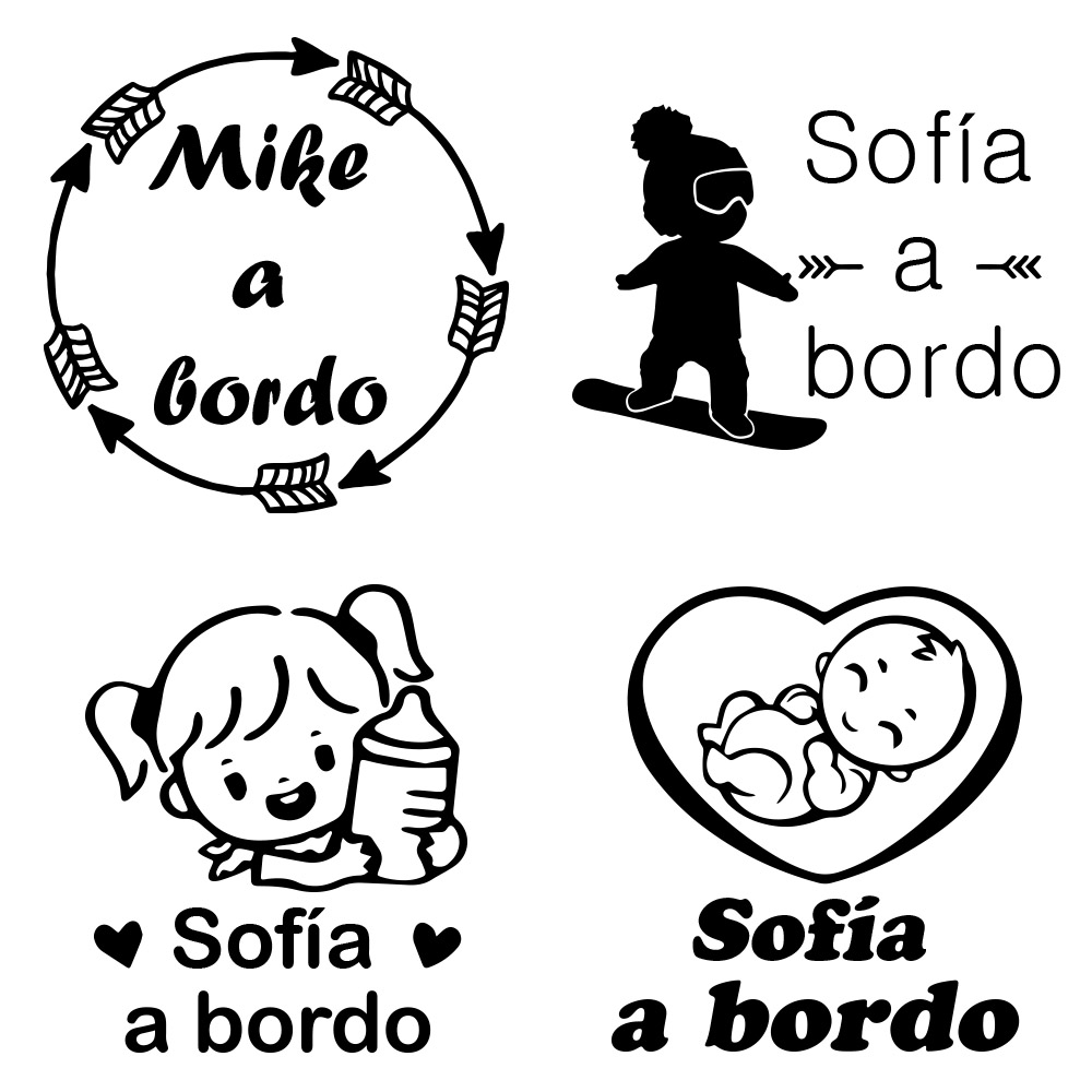 Home Decor Sticker - 1pc Vinyl baby a bordo colorful