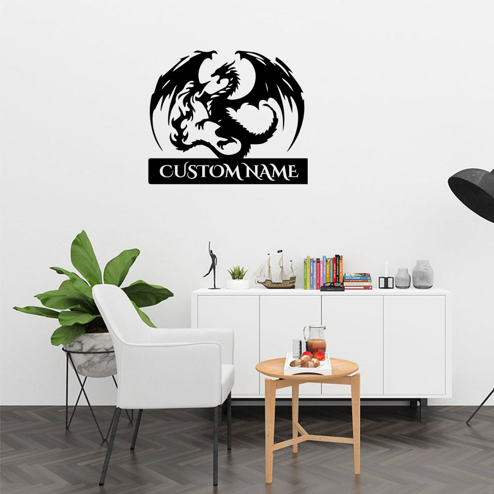 Home Decor Sticker - 1PC Cute Dragon Custom Text Name