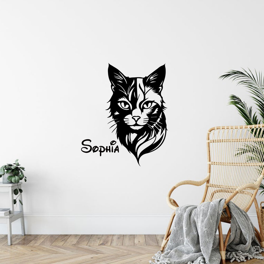Home Decor Sticker - 1PC Cute Cat Personalized Name Wall