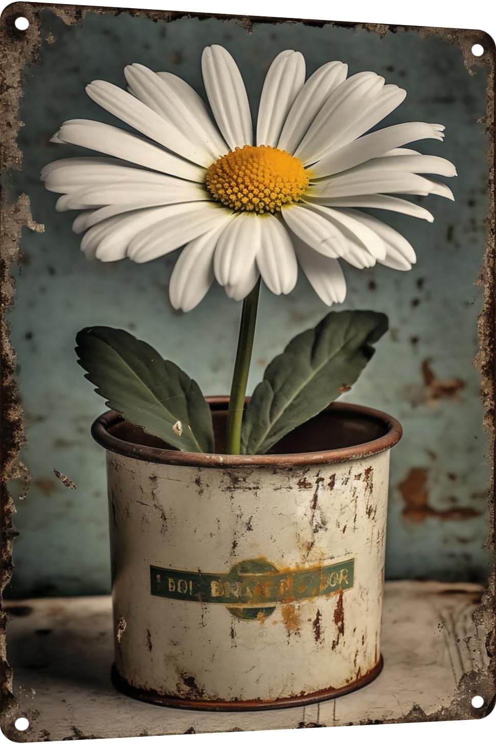 Home Decor Store - 1p,12x8 inches Vintage Tin Sign Flowers,