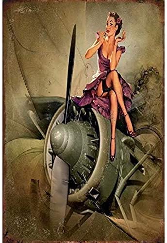 Home Decor Store - Vintage Tin Sign Military Pin Up