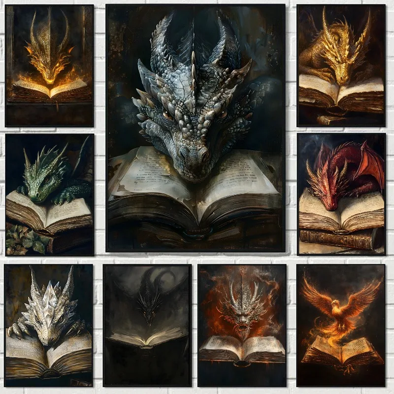 Large Dragon Reading Book Post - Home Decor Gothic recension och pris