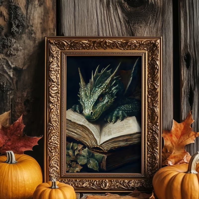 Large Dragon Reading Book Post - Home Decor Gothic recension och pris