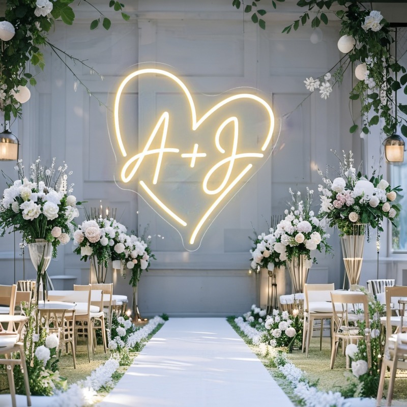 Custom Initials Heart LED Neon - Home Decor For Birthday recension och pris