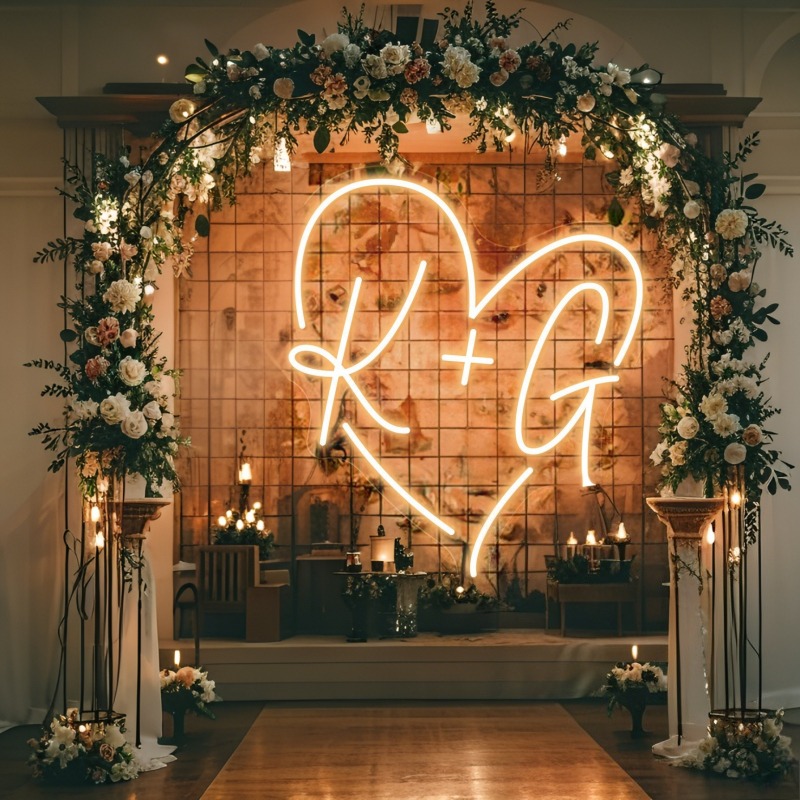 Custom Initials Heart LED Neon - Home Decor For Birthday recension och pris