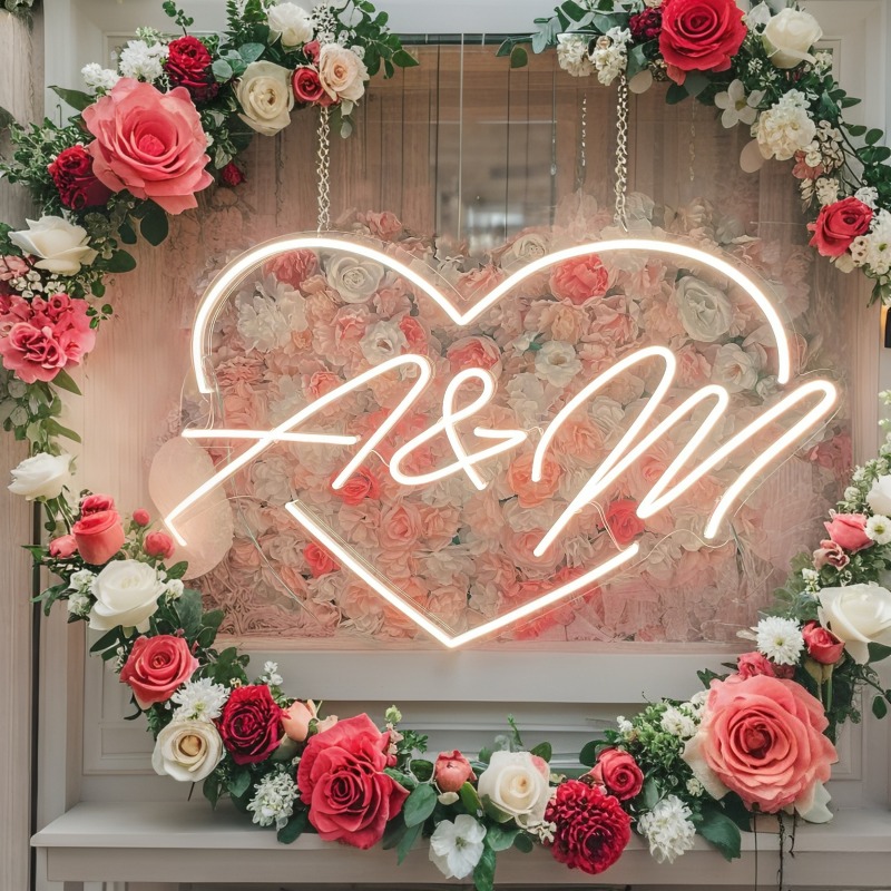 Custom Initials Heart LED Neon - Home Decor For Birthday recension och pris