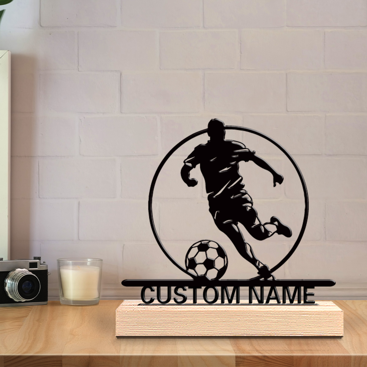 Custom Soccer Player Metal Sta - Home Decor For Birthday recension och pris
