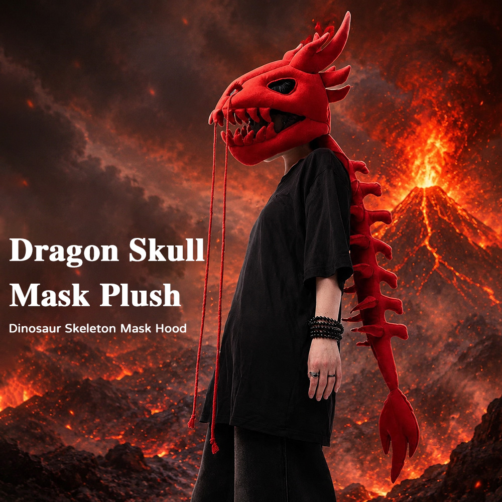 Dragon Skull Spine Plush Hood  - Home Decor Gothic recension och pris