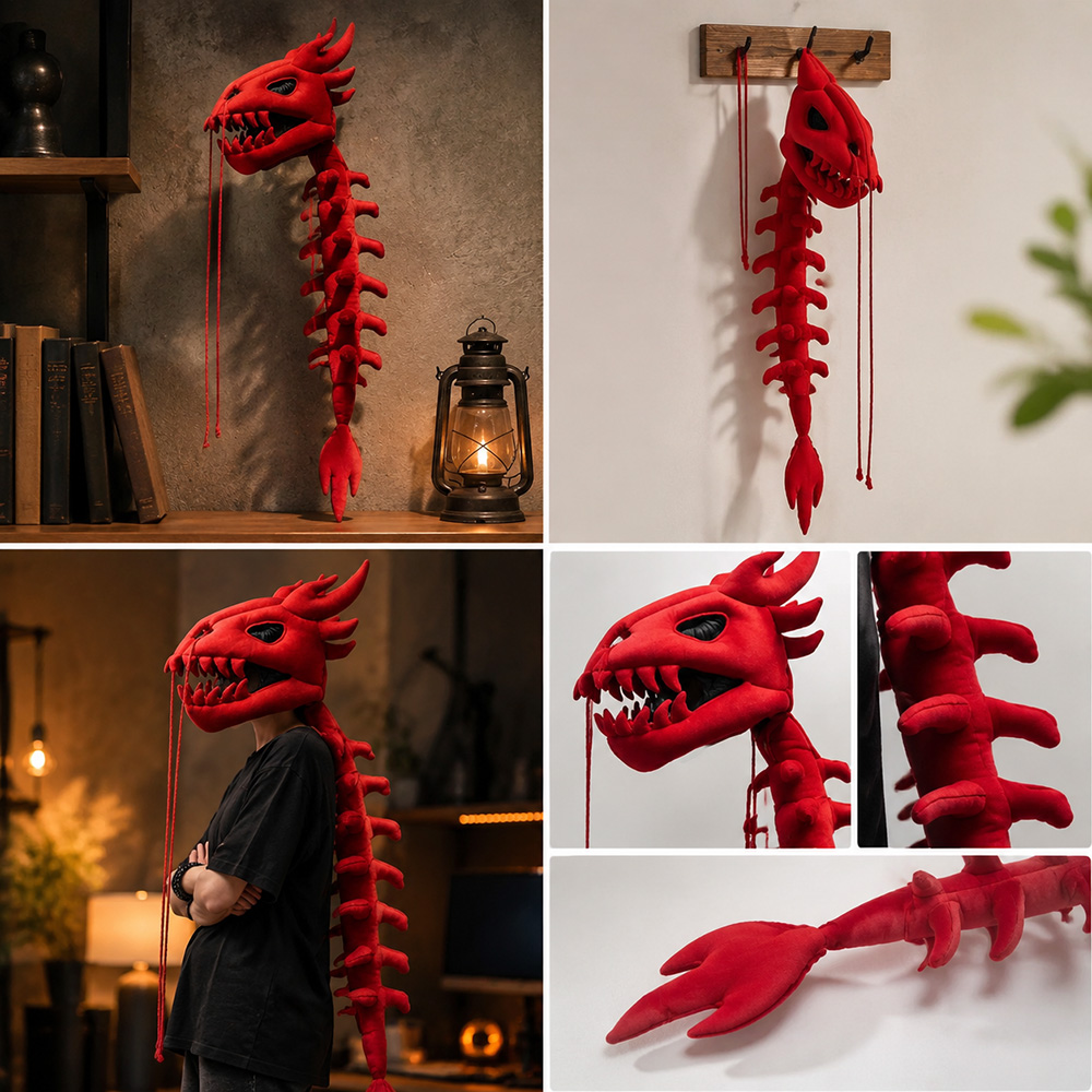 Dragon Skull Spine Plush Hood  - Home Decor Gothic recension och pris
