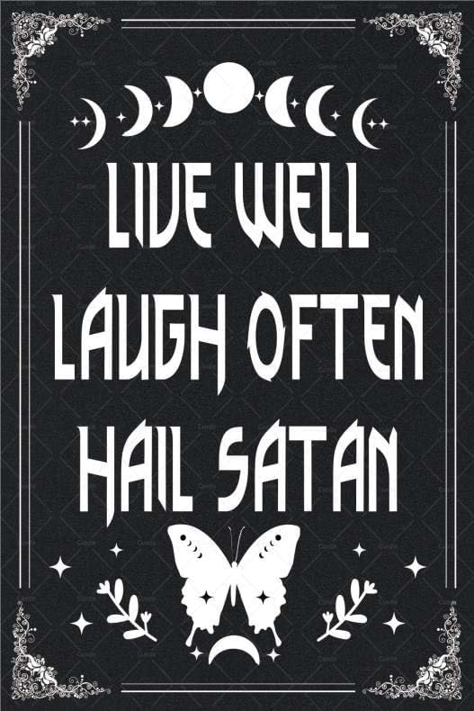 Goth Metal Tin Sign Live Well  - Home Decor Gothic recension och pris