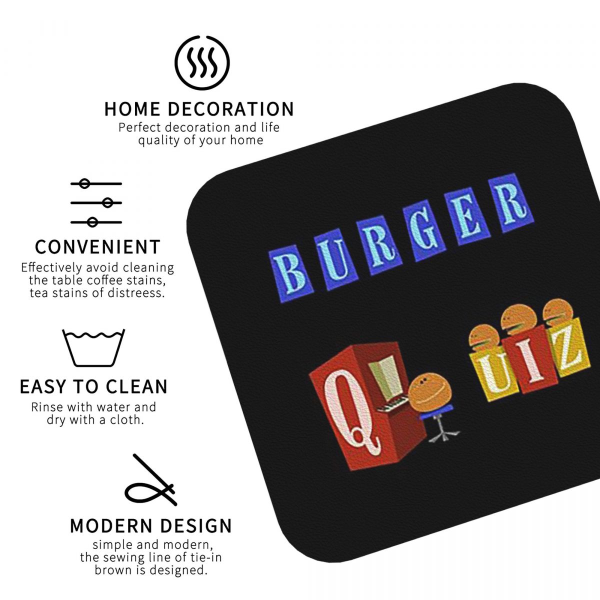 Burger Quiz New Logo Coasters  - Home Decor Quiz Free recension och pris