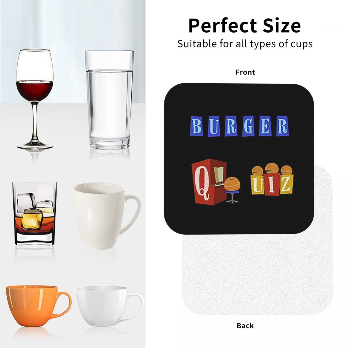 Burger Quiz New Logo Coasters  - Home Decor Quiz Free recension och pris