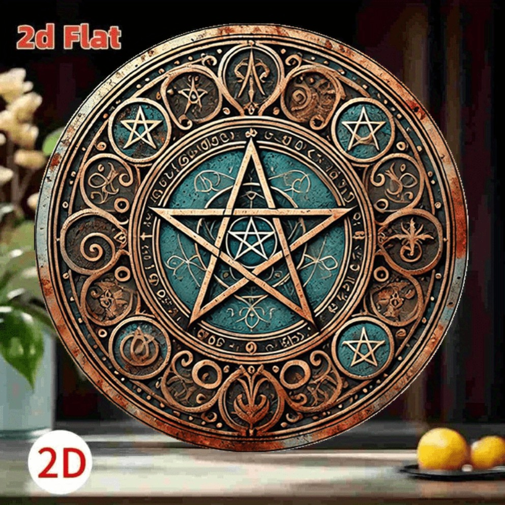 Vintage Wiccan Pentagram Metal - Home Decor Gothic recension och pris