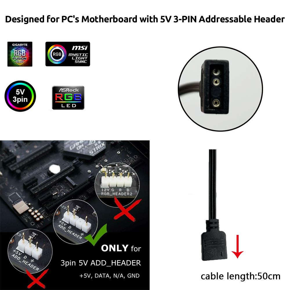 5V ARGB 3Pin Header for Asus A - Led Strip Lights recension och pris